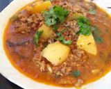 A picture of step 8 of Aloo Qeema 🍲🍲🍲.