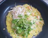 A picture of step 4 of Vietnamese Sizzling Shrimp Pancakes (Bánh xèo) with Fresh Greens.