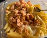 A picture of step 5 of Salmon Mac and Cheese 🧀🐟🍲.