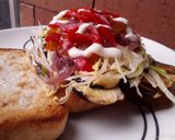 Foto del paso 6 de la receta: Sándwich de pimiento rojo, berenjenas y 2 ricas salsas..