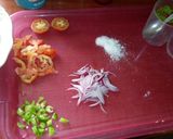A picture of step 1 of Cucumber salad nd My Crazy salad dressing.