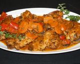 A picture of step 5 of Beer-Braised Chicken Thighs with Mushrooms.