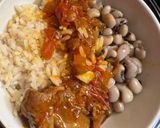 A picture of step 4 of Goat with rice and beans.