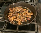 A picture of step 2 of Steak Diane.