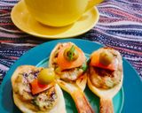 A picture of step 23 of #Chiken_grill_bite_in_Puff #spoon.With#Lentil_Soup.