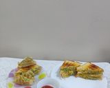 A picture of step 5 of Paneer veg cheese corn grilled sandwiches/ healthy breakfast.