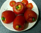 A picture of step 3 of Veggie Tomato Shots.
