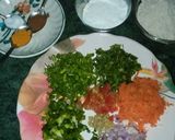 A picture of step 1 of Bajra mix veg chilla.