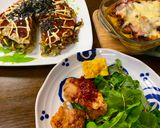 A picture of step 9 of Japanese Hiroshima Okonomiyaki Pancake.