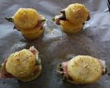 A picture of step 3 of Asparagus, prosciutto and provolone potato stack.