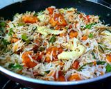 A picture of step 6 of Chicken 65 Fried Rice.