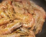A picture of step 2 of King prawns in a brandy and lemon sauce.