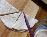 A picture of step 3 of Homemade crispy tortilla wrap dippers.