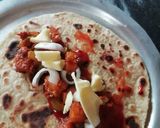 A picture of step 4 of Paneer roll.