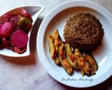 A picture of step 1 of Mujadara with Pickled Baby Eggplant.