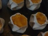 Canastitas de calabaza y pollo, con arroz con queso