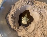 A picture of step 2 of Choco lava cake in appe pan.