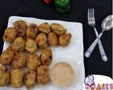 A picture of step 8 of Yam balls with deeping sauce.