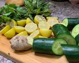 A picture of step 1 of Cucumber Ginger Mint Augua-fresca.
