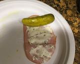 A picture of step 1 of Cream Cheese And Pickle Roll Ups!!💚💚✅✳️✳️.