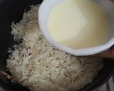 A picture of step 10 of Burmese samosa curry with saffron rice.