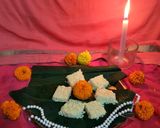 A picture of step 3 of Chanar barfi.
