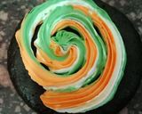 A picture of step 5 of Mini choco pancakes with tricolour frosting.