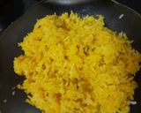 A picture of step 6 of Rainbow pulao jain with natural colors.