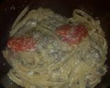 A picture of step 5 of Pepper Sausage Fettuccine.