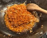 A picture of step 2 of Chorizo rice.