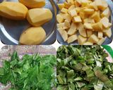 A picture of step 1 of Spinach Potato Dry Subji. Aloo Palak.