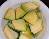A picture of step 1 of Khatta meetha pumpkin.