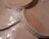 A picture of step 1 of Boiled Bologna Sandwiches thick cut.