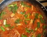 A picture of step 7 of White rice with Mongolian chicken stew,Green salad and champman.