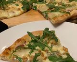 A picture of step 6 of Pear, Gorgonzola and Red Onion Pizza.