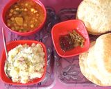 A picture of step 3 of Chick peas potato halwa poori.