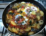 Foto del paso 9 de la receta Patatas de guarnición con huevos y jamón