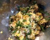 A picture of step 13 of Palak kachori with corn- paneer stuffing.