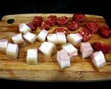 Foto del paso 3 de la receta Guiso de patata y guisante con chorizo y bacon ahumado