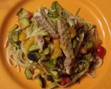 Foto del passaggio 2 della ricetta Taglierini secchi melanzane peperoni zucchine filetti di sgombro