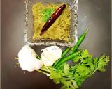 A picture of step 3 of Raw Green Banana Peel Chutney.