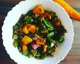 A picture of step 4 of Bhindi kumro vazi.