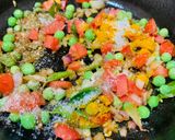A picture of step 2 of Aloo Matar Chatpata Poha (Flattened rice with peas and potatoes).