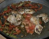 A picture of step 4 of Chicken Paella with Peppers.