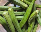 A picture of step 1 of Kurkuri Bhindi fry.