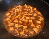 A picture of step 4 of Mapo Tofu my style.