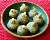 A picture of step 3 of Moong cashew laddu.