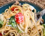 Une image de l'étape 4 de Spaghetti brocolis et fromage de chèvre.