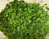 A picture of step 1 of Aloo methi curry (fenugreek potato).