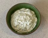 A picture of step 3 of Tzatziki (yoghurt and cucumber dip).